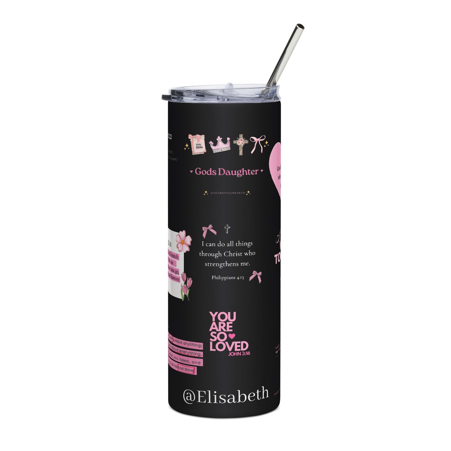 Customizable Bible Verse Stainless Steel Tumbler, 20oz | Personalized Name