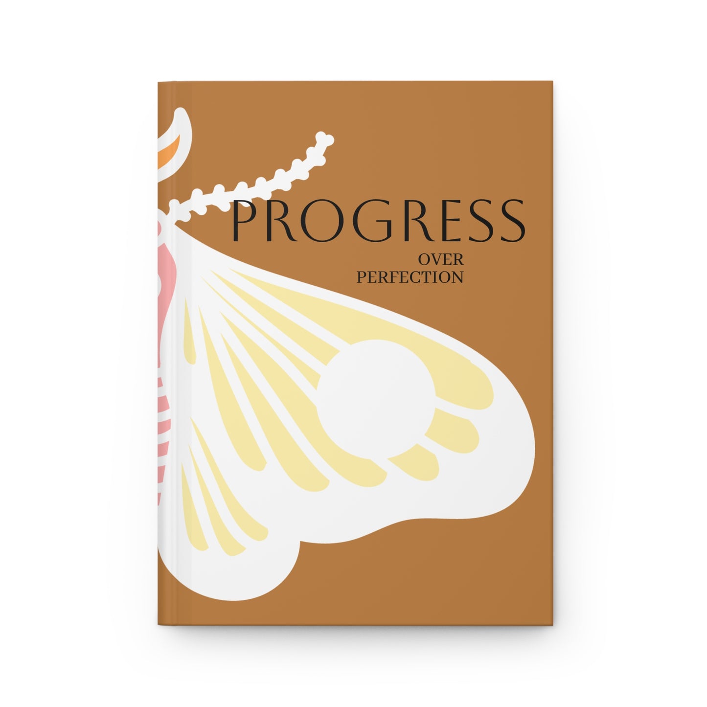 Progress Over Perfection Hardcover Journal | Motivational Floral Butterfly Notebook