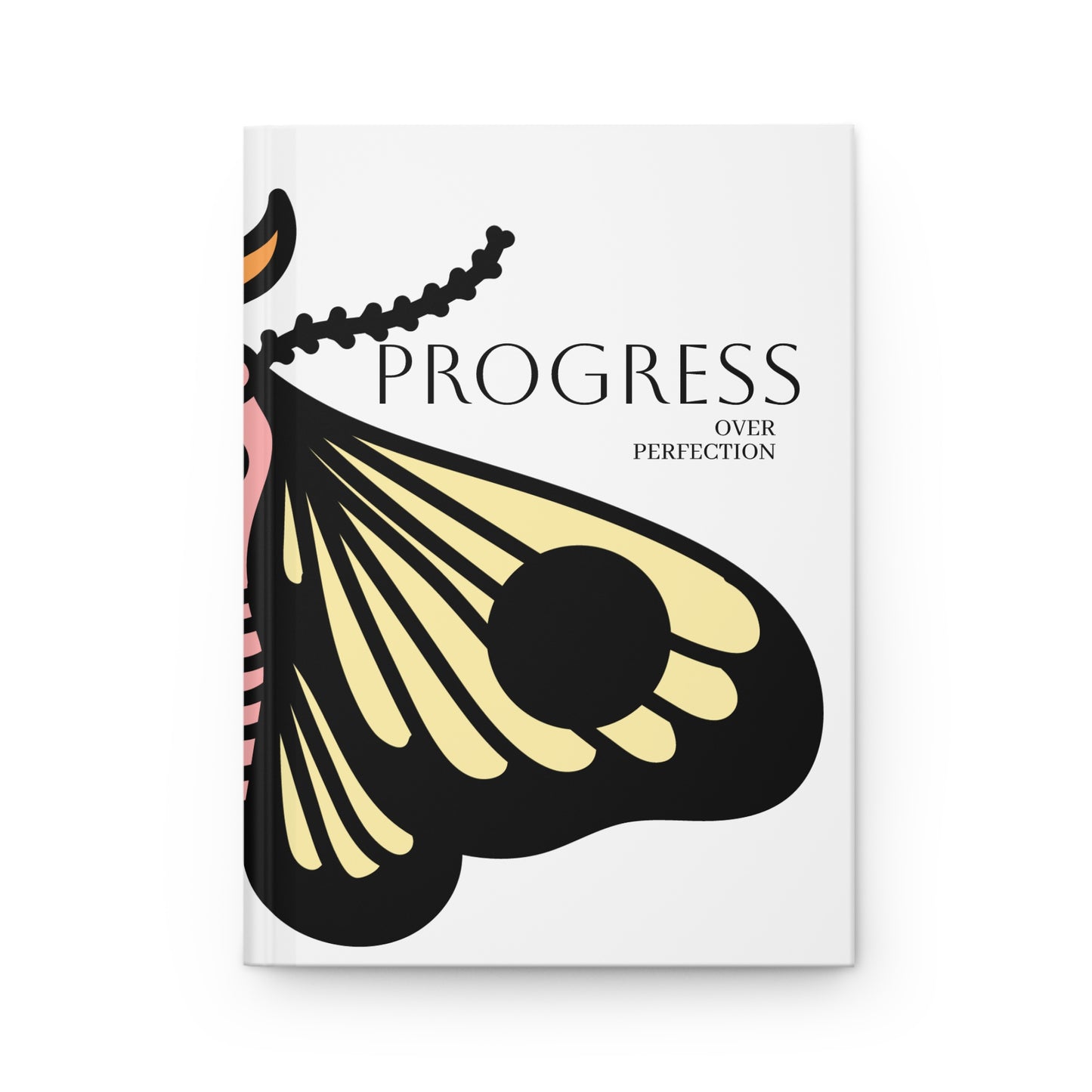 Progress Over Perfection Journal | Butterfly Illustration Hardcover Notebook