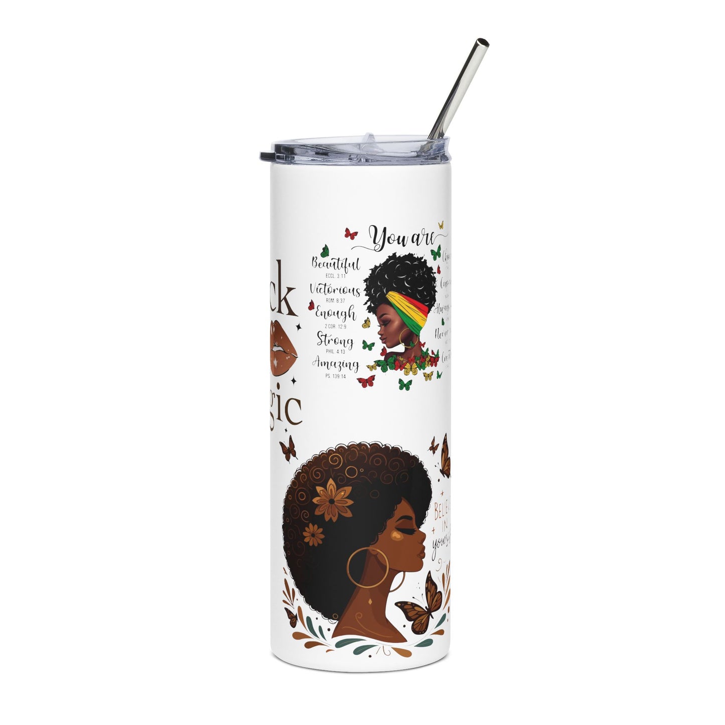 Black Girl Magic Tumbler | 20oz Stainless Steel Skinny Tumbler
