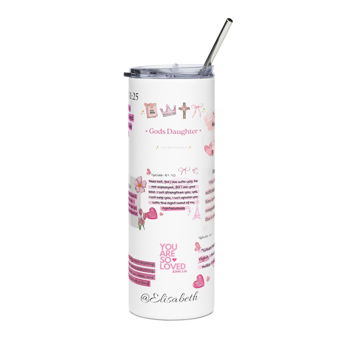 Customizable Bible Verse Stainless Steel Tumbler, 20oz | Personalized Name