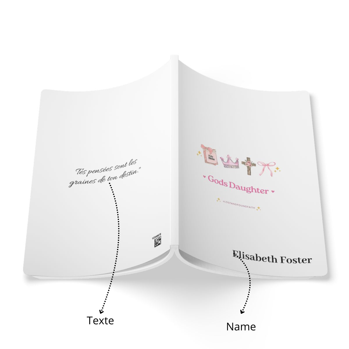 Gods Daughter softcover journal | Religious Christian notebook with cross and crown design