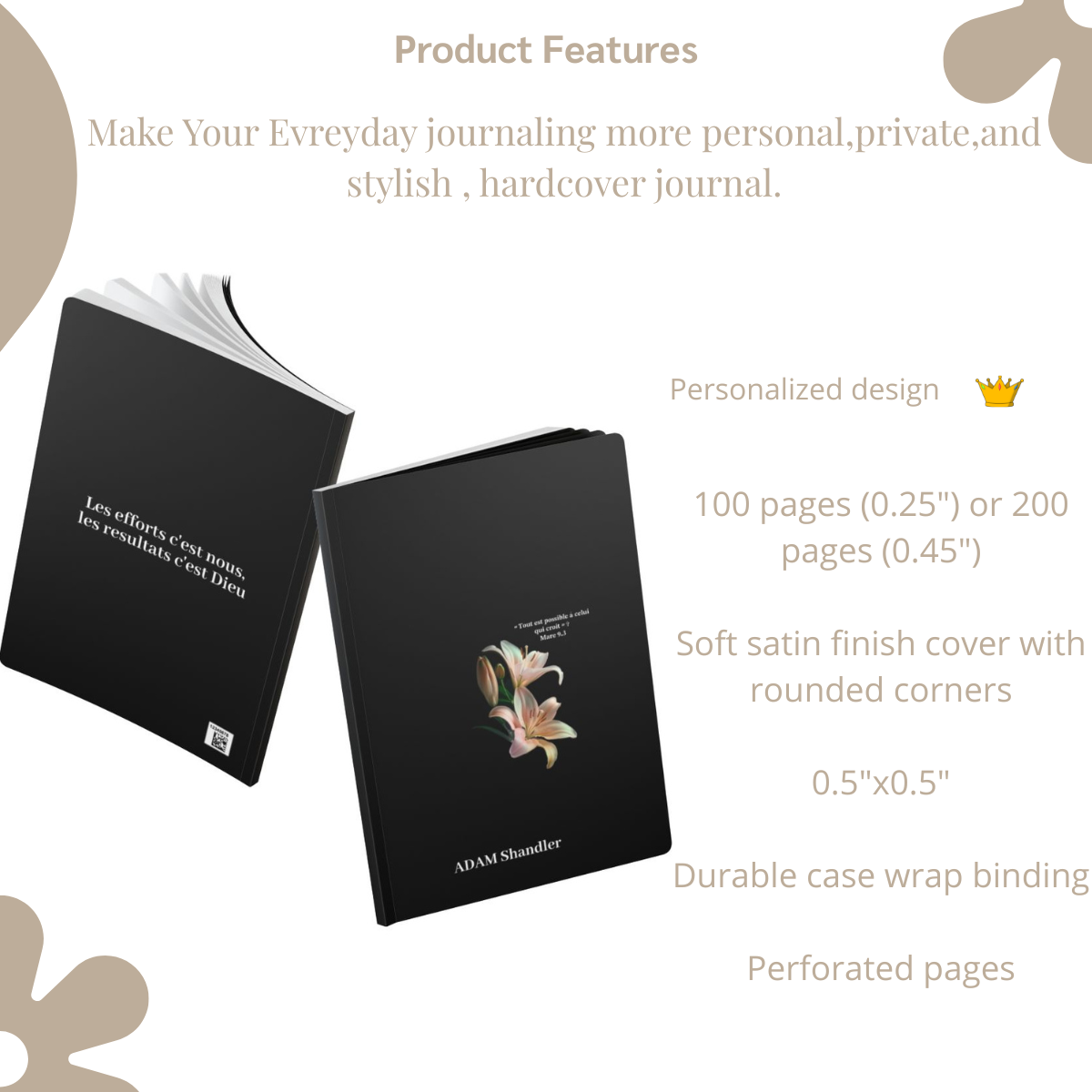 Floral Scripture Lily Journal softcover notebook | Inspirational Quote Notebook