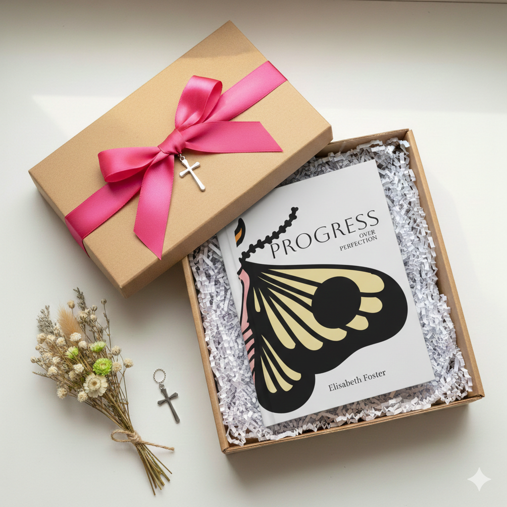 Progress Over Perfection Journal | Butterfly Illustration Hardcover Notebook