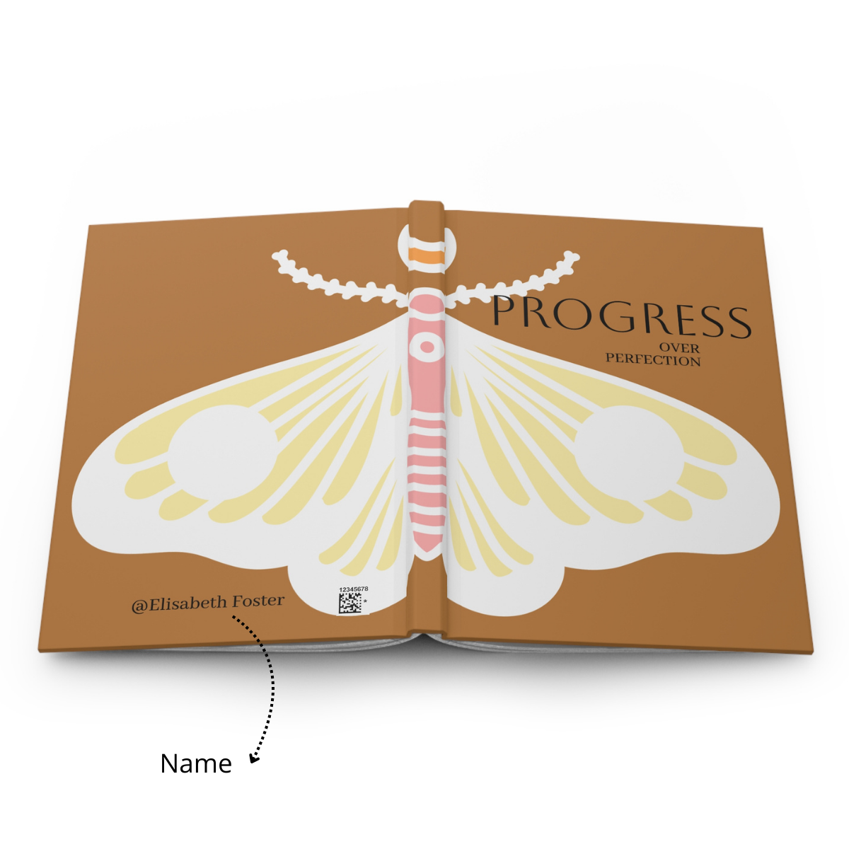 Progress Over Perfection Hardcover Journal | Motivational Floral Butterfly Notebook