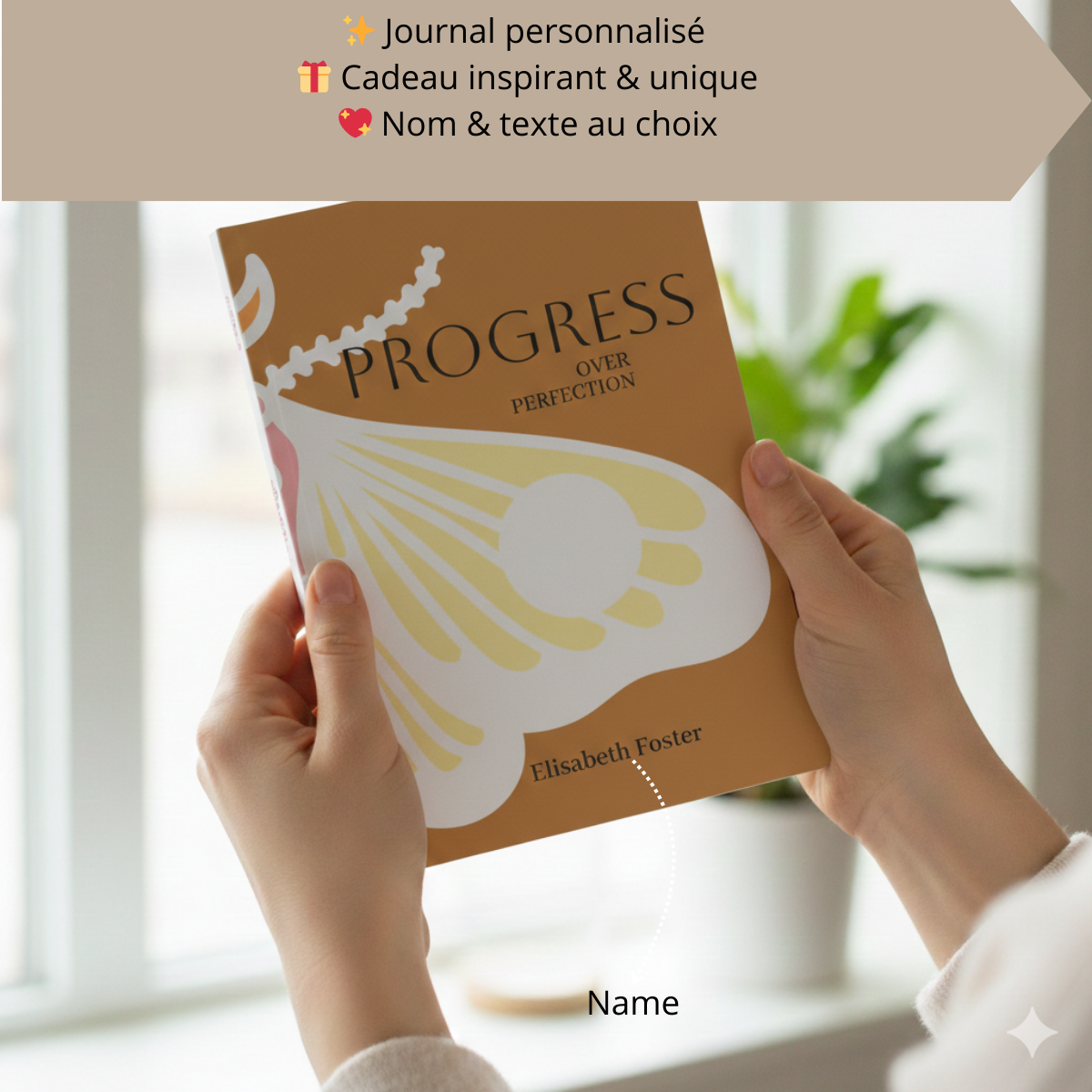 Progress Over Perfection Hardcover Journal | Motivational Floral Butterfly Notebook
