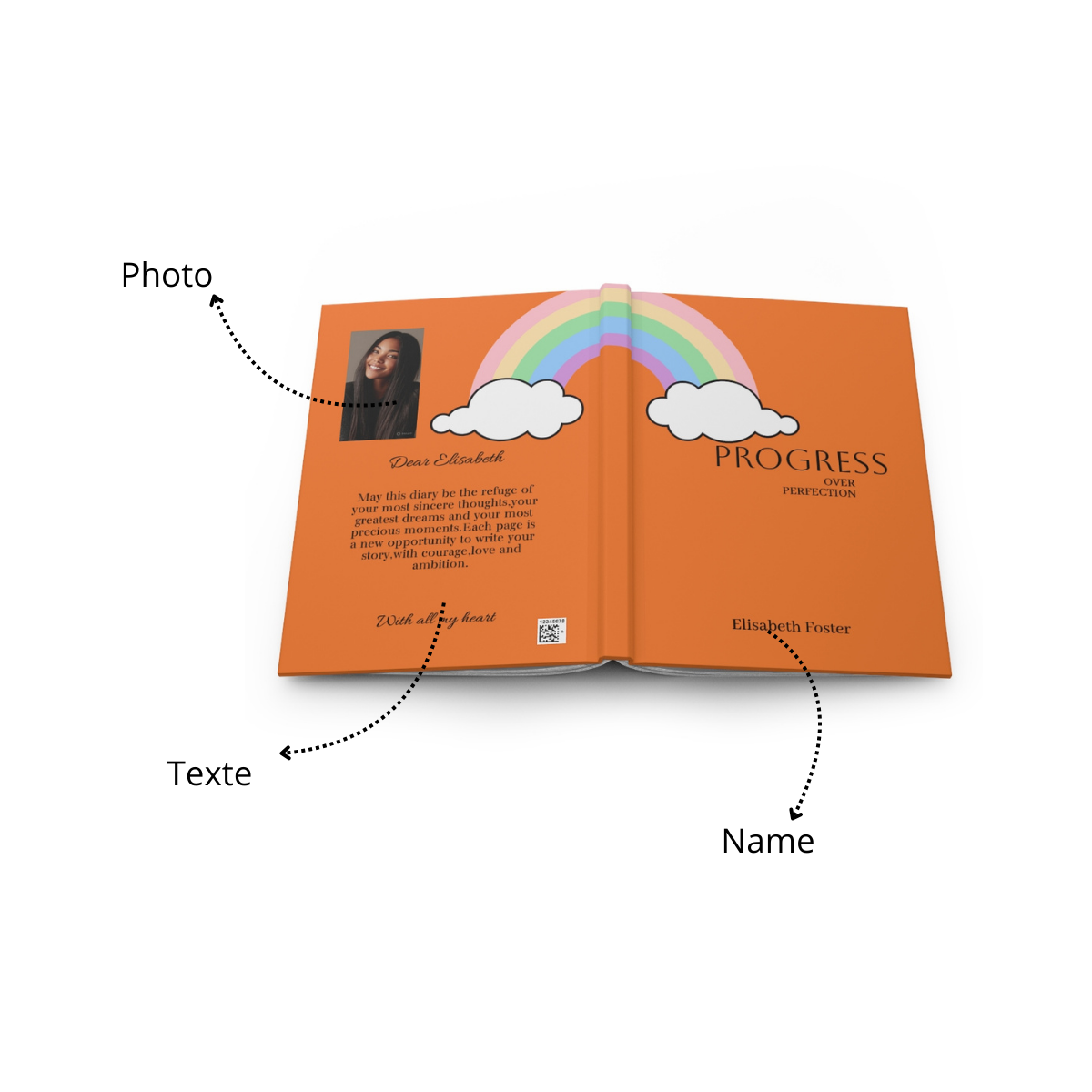 Personalized Photo Name Text Hardcover Journal | Custom Photo Name Journal