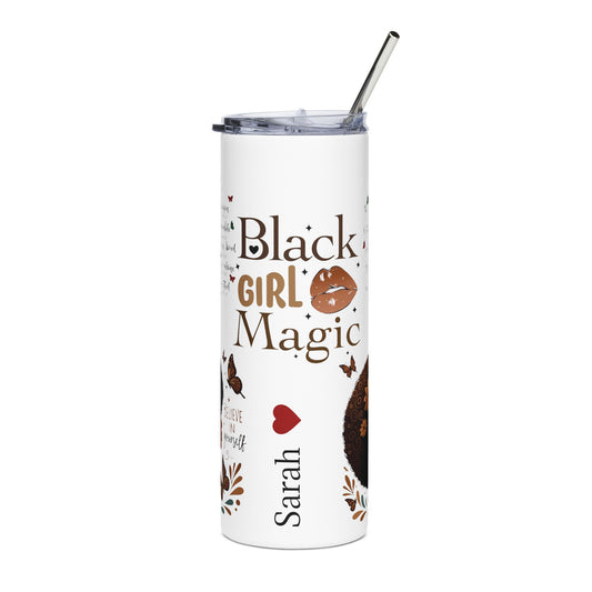 Black Girl Magic Tumbler | 20oz Stainless Steel Skinny Tumbler