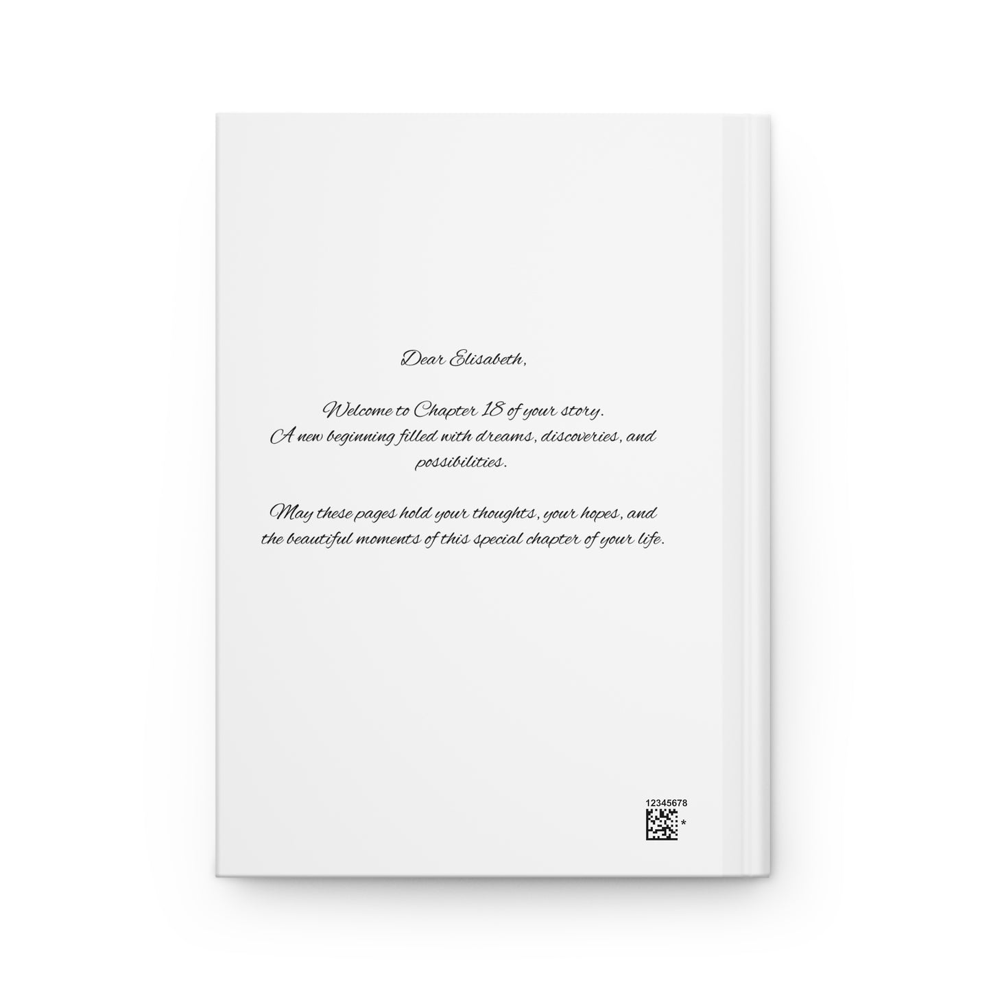 Chapter Eighteen Personalized Name Hardcover Journal, Custom 18th Birthday Notebook