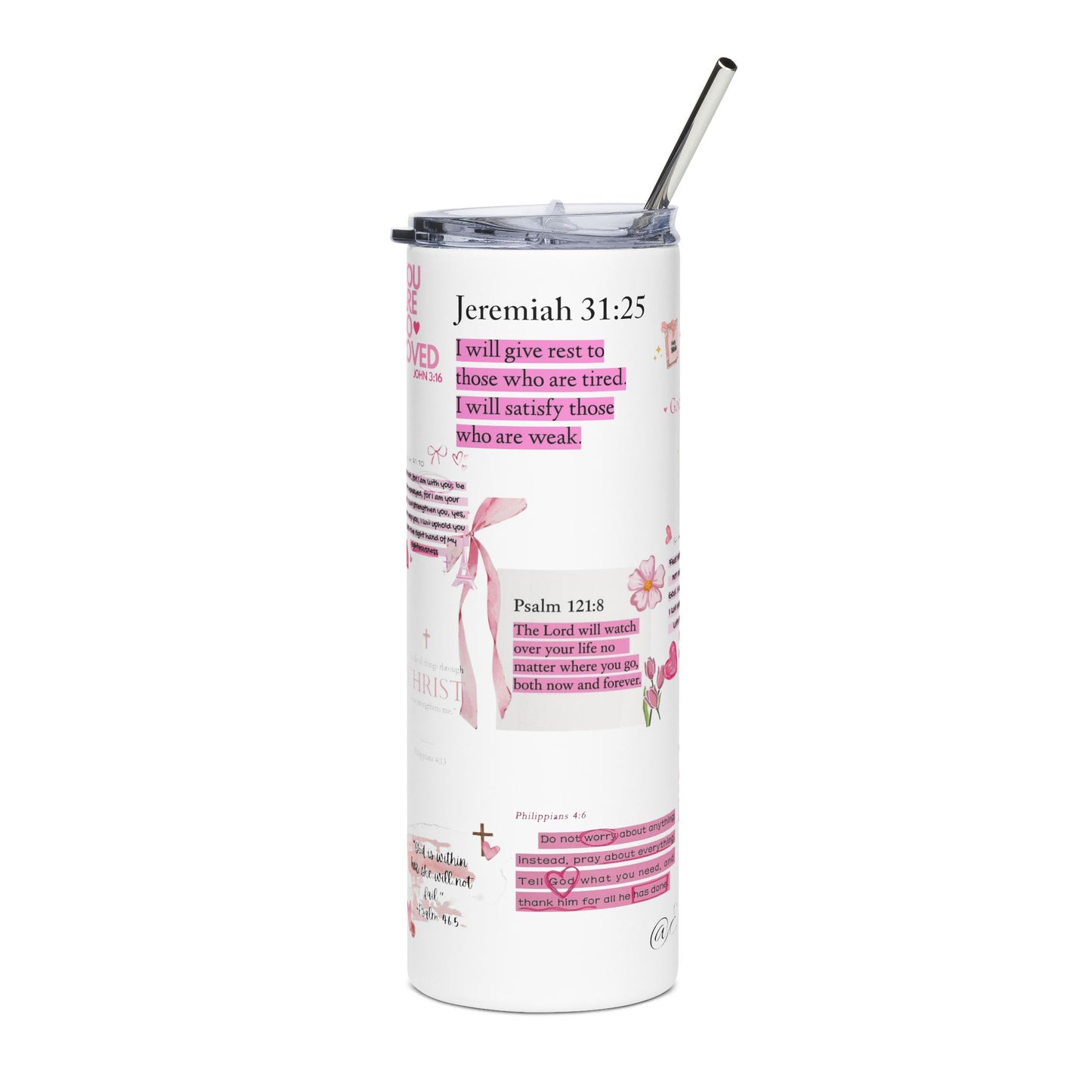 Customizable Bible Verse Stainless Steel Tumbler, 20oz | Personalized Name