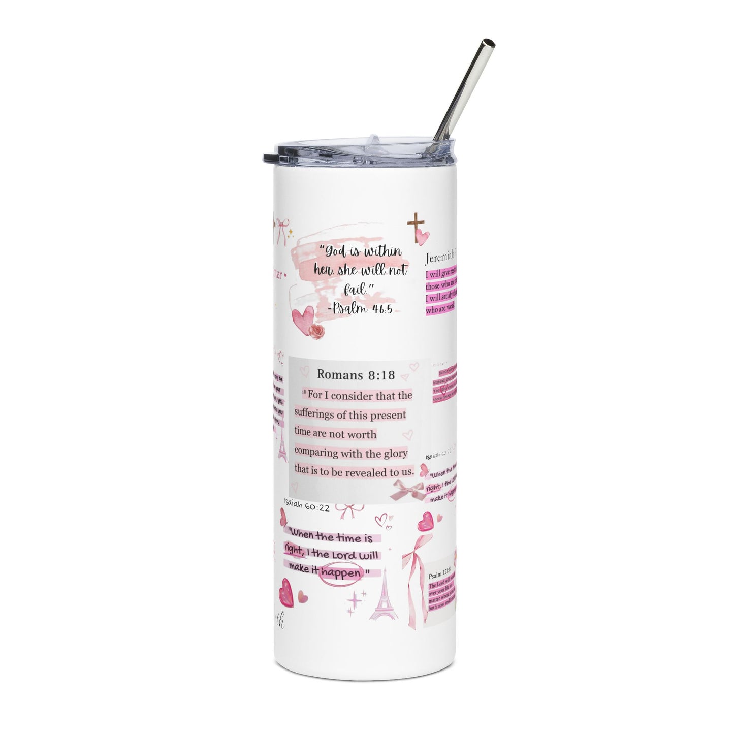 Customizable Bible Verse Stainless Steel Tumbler, 20oz | Personalized Name