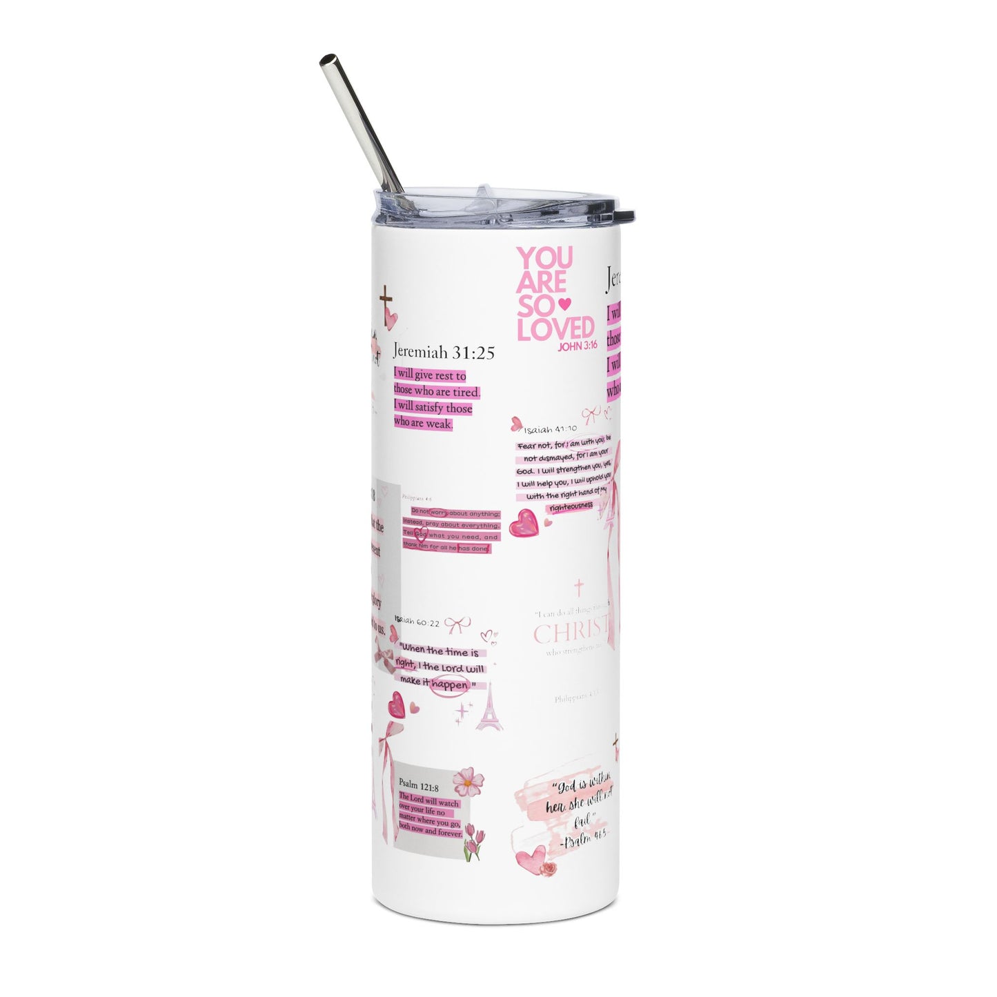 Customizable Bible Verse Stainless Steel Tumbler, 20oz | Personalized Name