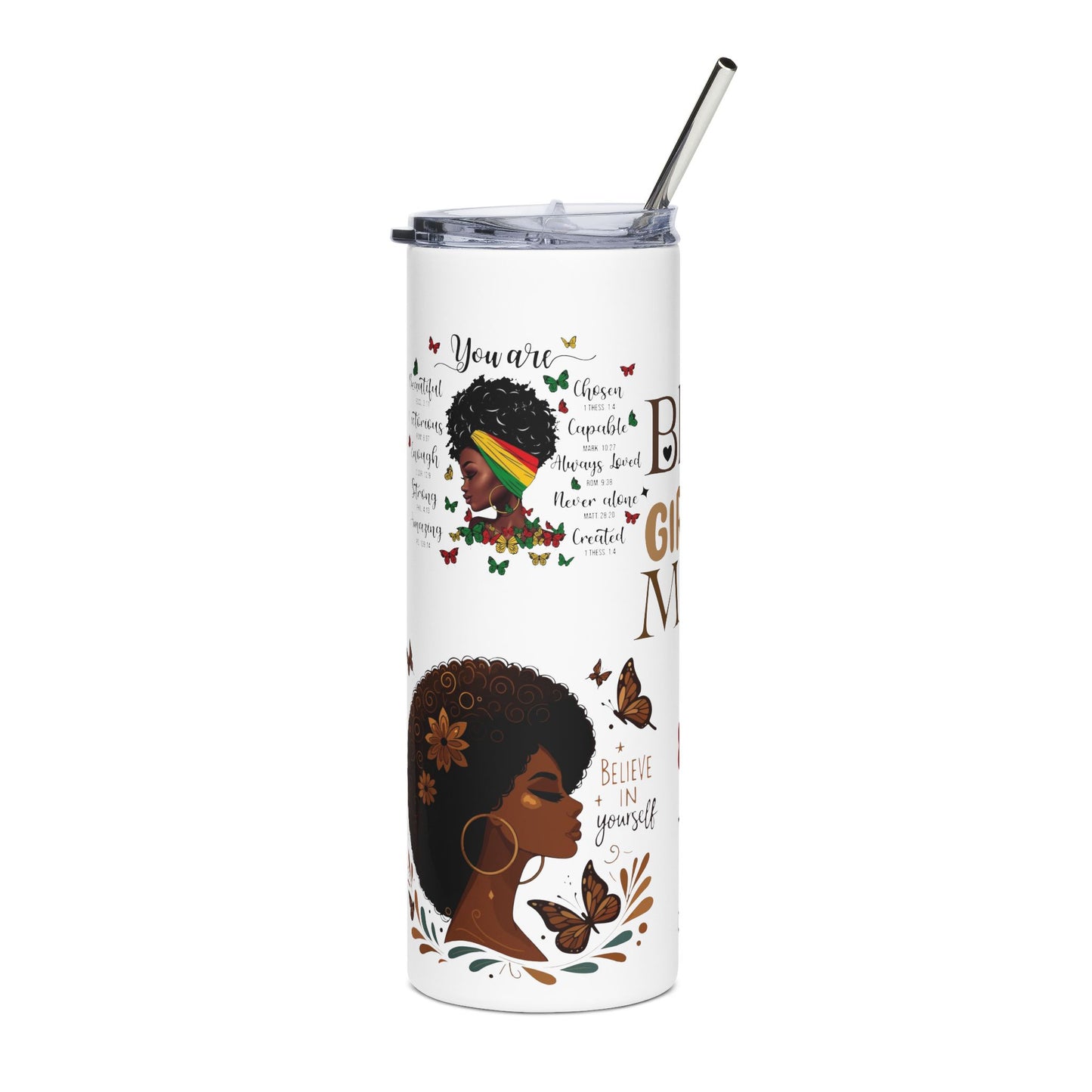 Black Girl Magic Tumbler | 20oz Stainless Steel Skinny Tumbler