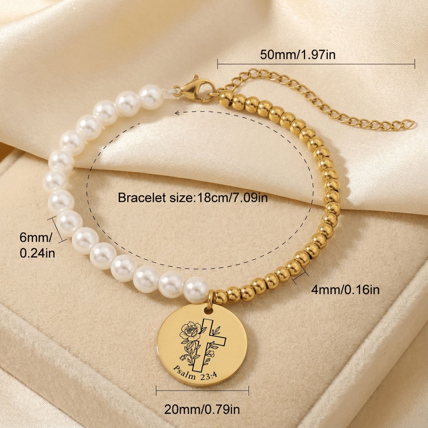 Premium Pearl & Gold Coin Bracelet: Mother of Pearl