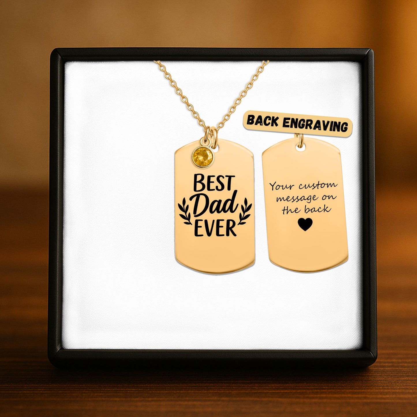 Tag Necklace with Birthstone