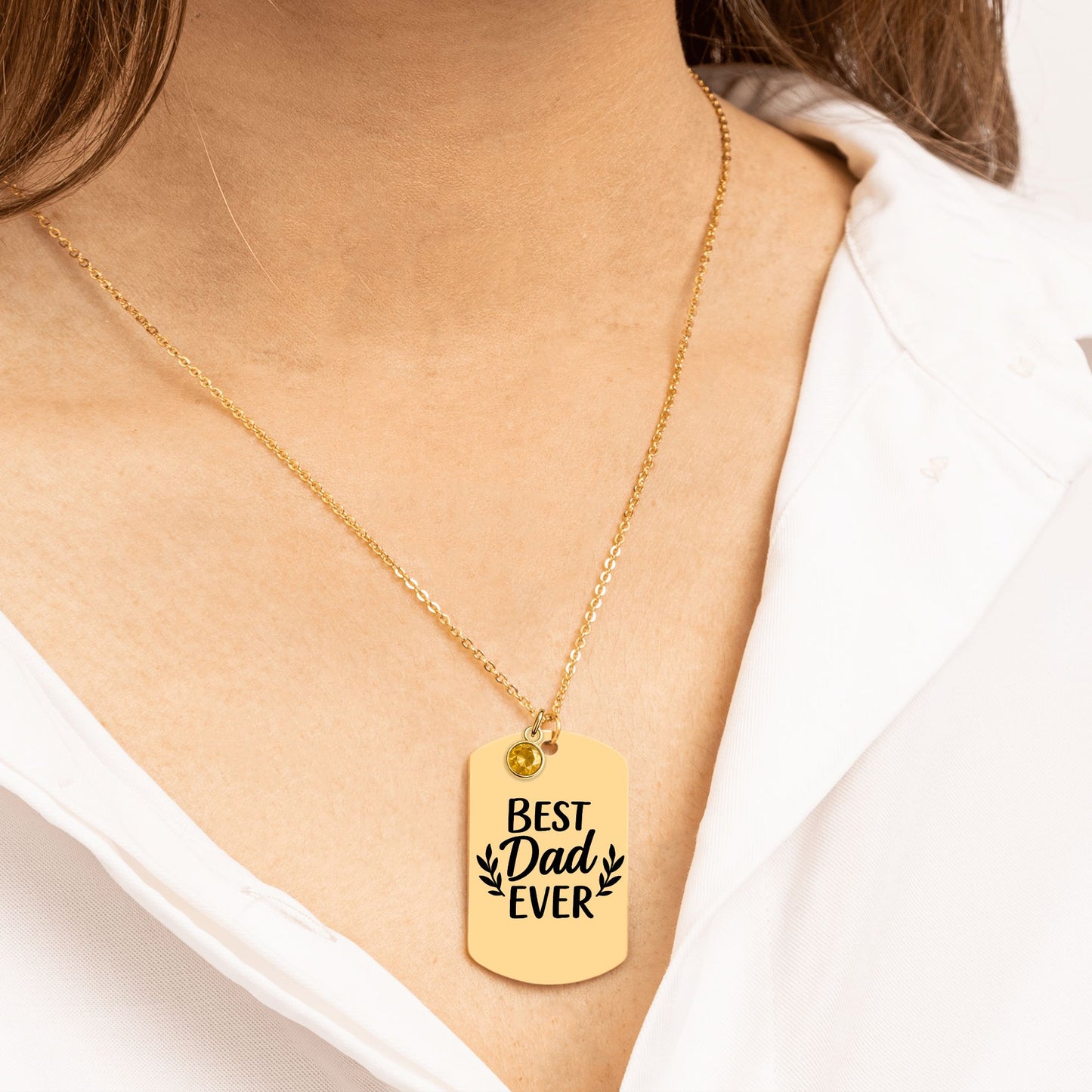 Tag Necklace with Birthstone