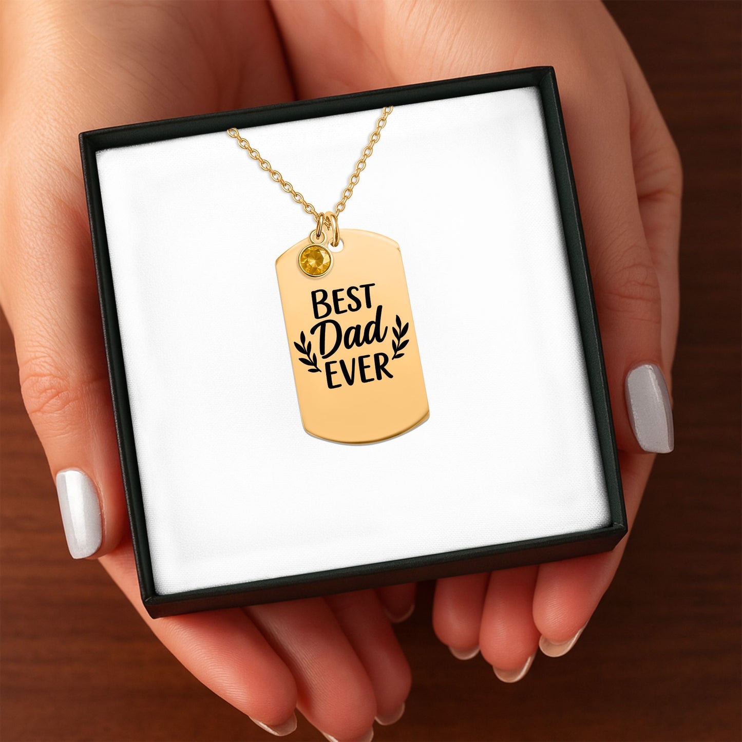 Tag Necklace with Birthstone