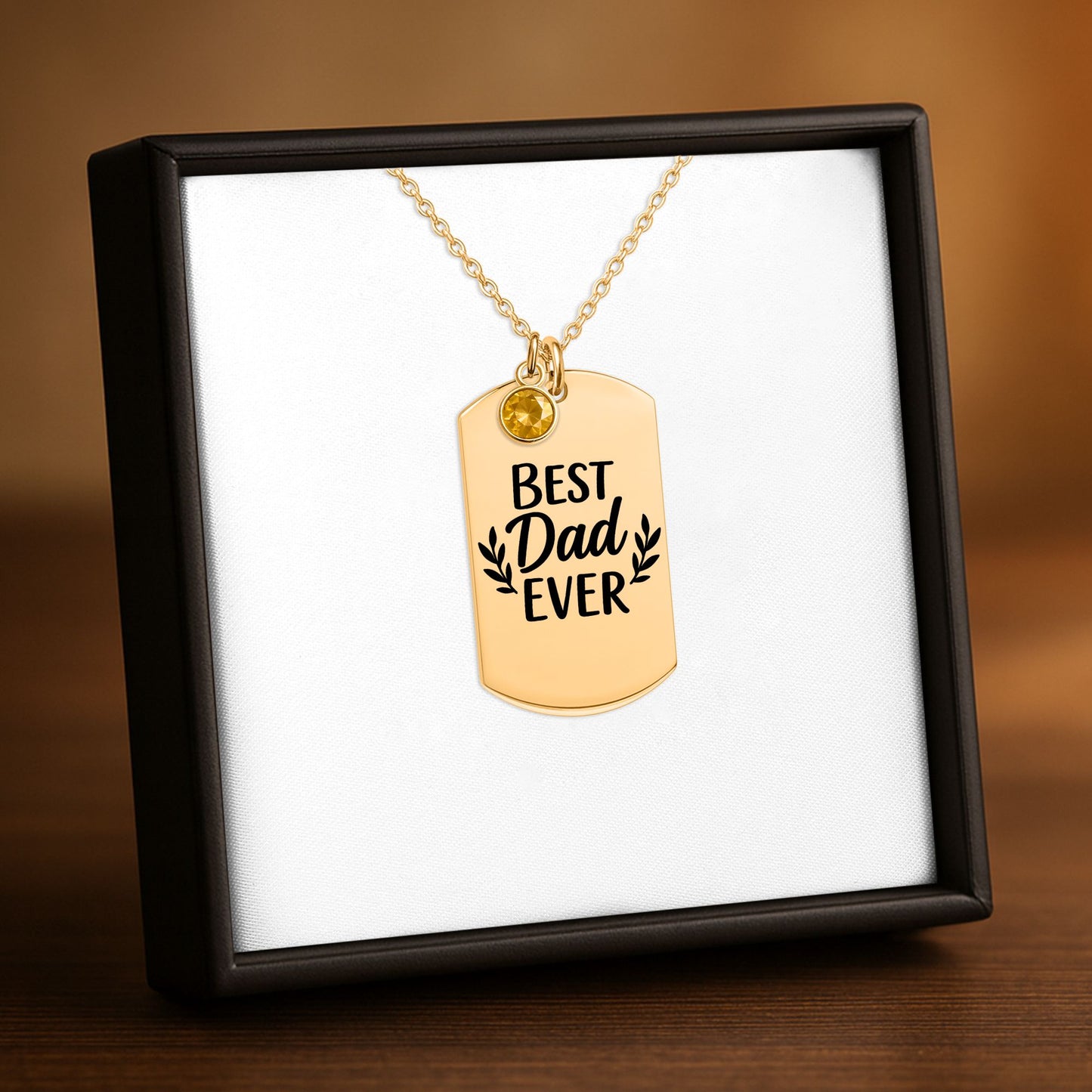 Tag Necklace with Birthstone